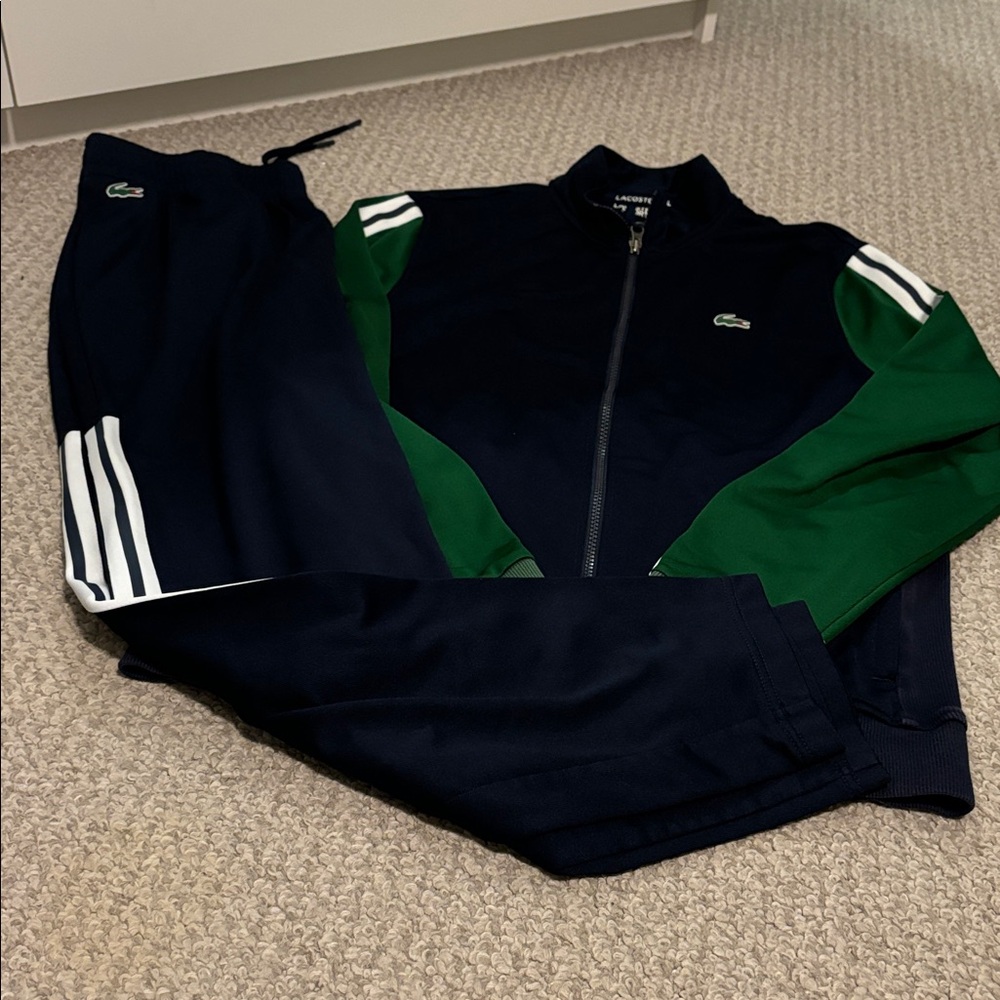 Lacoste Navy and Green Zip-Up Windbreaker Jacket - Picture 3 of 3